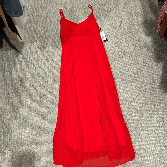 Red maxi dress, dot and ruffle detail, size small, never worn - Picture 1 of 4